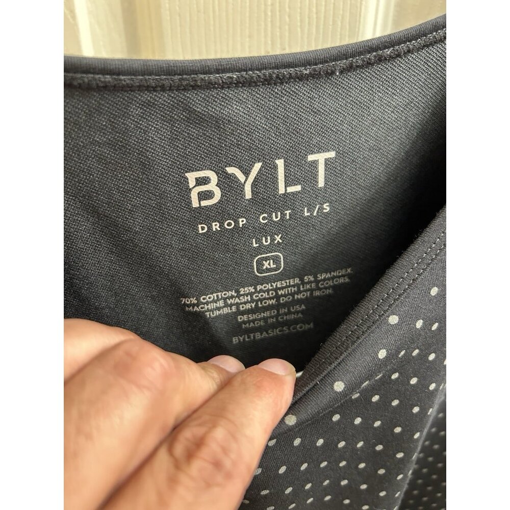 BYLT Men's Black Premium Basics Drop Cut Long Sleeve Lux T-Shirt Size Xl Dot - Picture 5 of 7